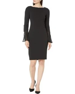 Calvin Klein Chiffon Bell Sleeve Sheath Dress | Dresses