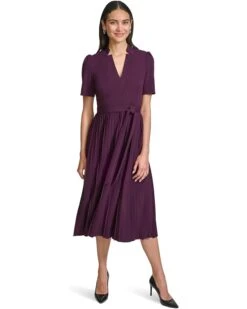 Calvin Klein Scuba Crepe Pleated Skirt Aline | Dresses