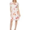 Calvin Klein Short Chiffon Dress with Puff Sleeve | Dresses
