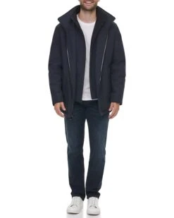 Calvin Klein Hooded Rip Stop Water and Wind Resistant Jacket with Fleece Bib | Coats & Outerwear -Closet Fave Shop 61Sl8j1o79L. AC SR736920