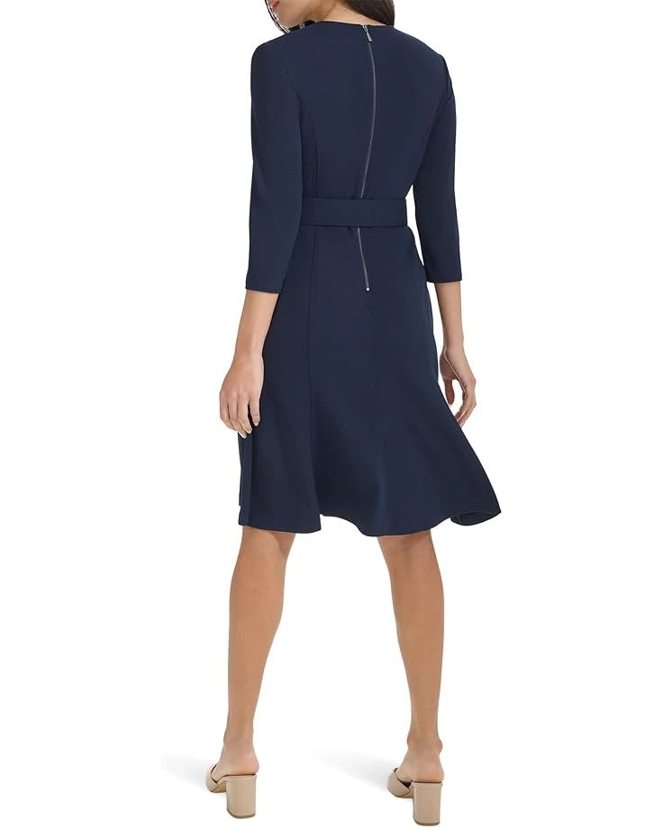 Calvin Klein Scuba Crepe 3/4 Sleeve Founce Skirt | Dresses 4 Calvin Klein Scuba Crepe 3/4 Sleeve Founce Skirt | Dresses - Image 2