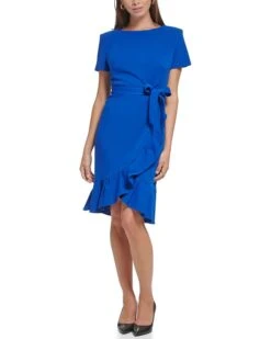 Calvin Klein Short Sleeve Ruffle Wrap Dress | Dresses