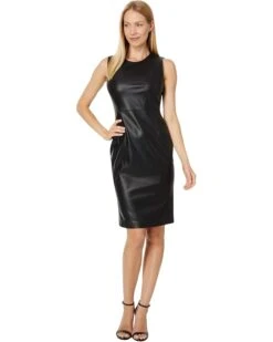 Calvin Klein Faux Leather Sleevless Sheath | Dresses