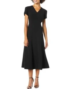 Calvin Klein V-Neck Short Sleeve Midi Dress | Dresses