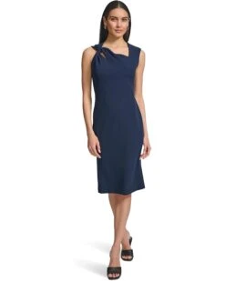 Calvin Klein Scuba Crepe Sleeve Knot Sheath | Dresses