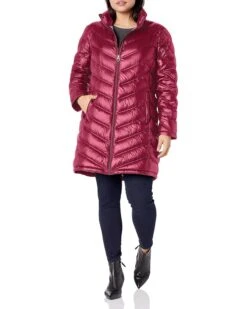 Calvin Klein Hooded Chevron Packable Down Jacket (Standard and Plus) | Coats & Outerwear