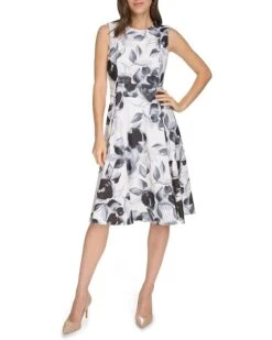 Calvin Klein Scuba Floral A-Line | Dresses