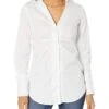 Calvin Klein V-Neck Ruched Front Poplin Button Down | Shirts & Tops -Closet Fave Shop 71GlYyaMpES. AC SR736920