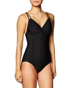 Calvin Klein Standard Shirred One Piece Swimsuit with Removable Cups | Swimwear