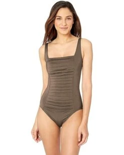 Calvin Klein Pleated One Piece Swimsuit | Swimwear