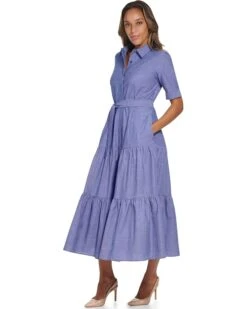 Calvin Klein Cotton Chambray Shirt Dress with Tie Belt | Dresses -Closet Fave Shop 71budS dTrL. AC SR736920