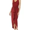 Calvin Klein V-Neck Glitter Knit Gown with Ruched Front | Dresses