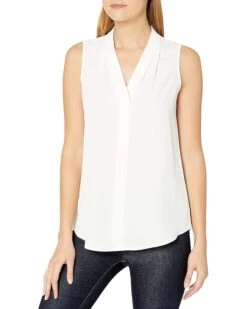 Calvin Klein Sleeveless Blouse with Inverted Pleat (Standard and Plus) | Shirts & Tops