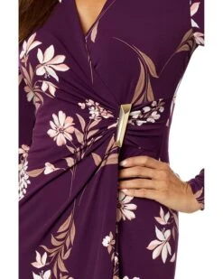 Calvin Klein Matte Jersey V-Neck Dress with Gold V-Bar and Side Ruching | Dresses -Closet Fave Shop 814RHKIa63L. AC SR736920