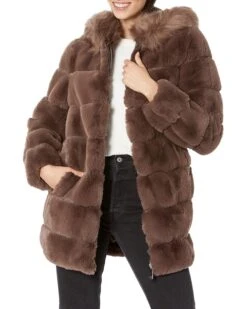 Calvin Klein Hooded Faux Fur Jacket | Coats & Outerwear