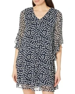 Calvin Klein Chiffon Print Bell Sleeve Dress | Dresses