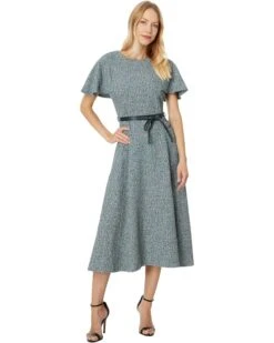 Calvin Klein Tweed Self Tie Belt Midi | Dresses